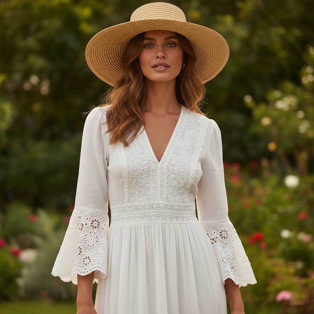 Boho white maxi dress for summer
