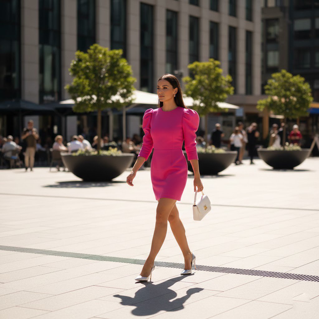 Hot pink mini dress for party