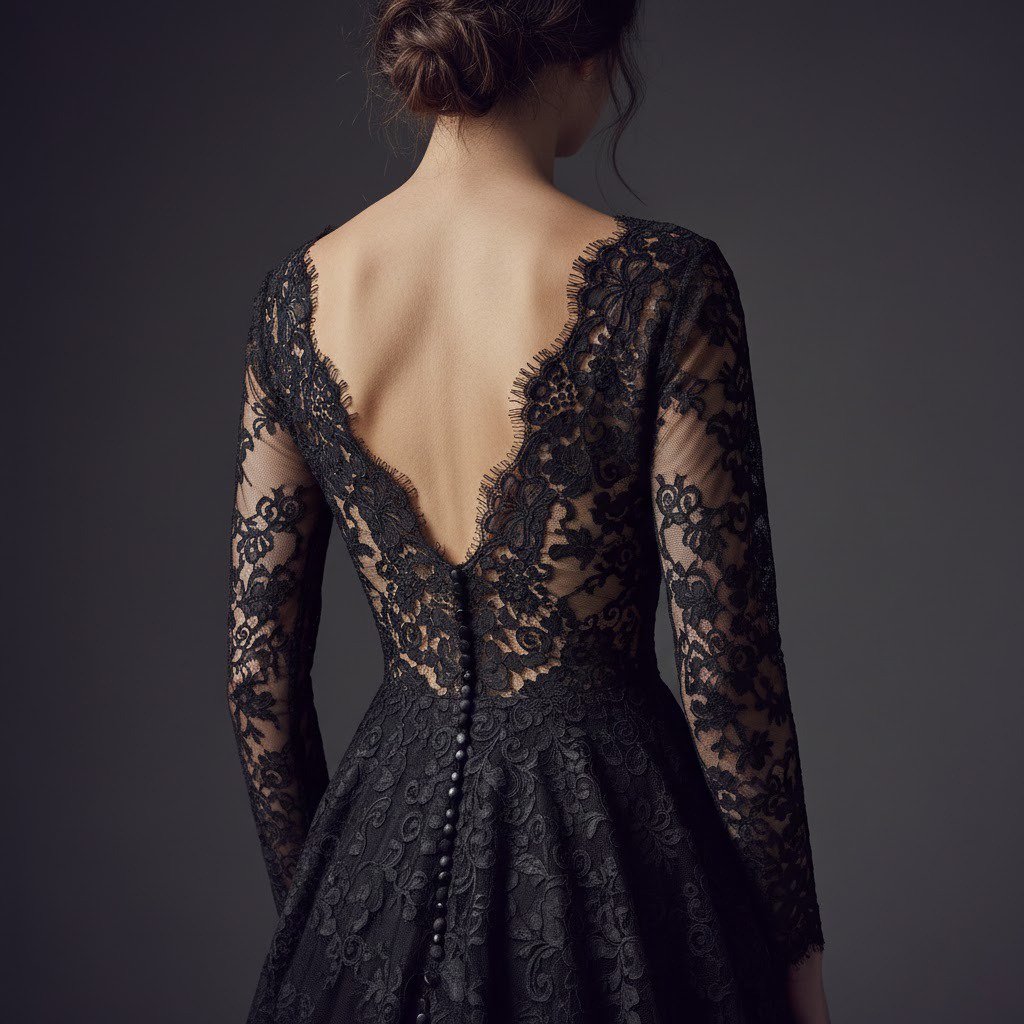 gothic lace black wedding dresses with sleeves