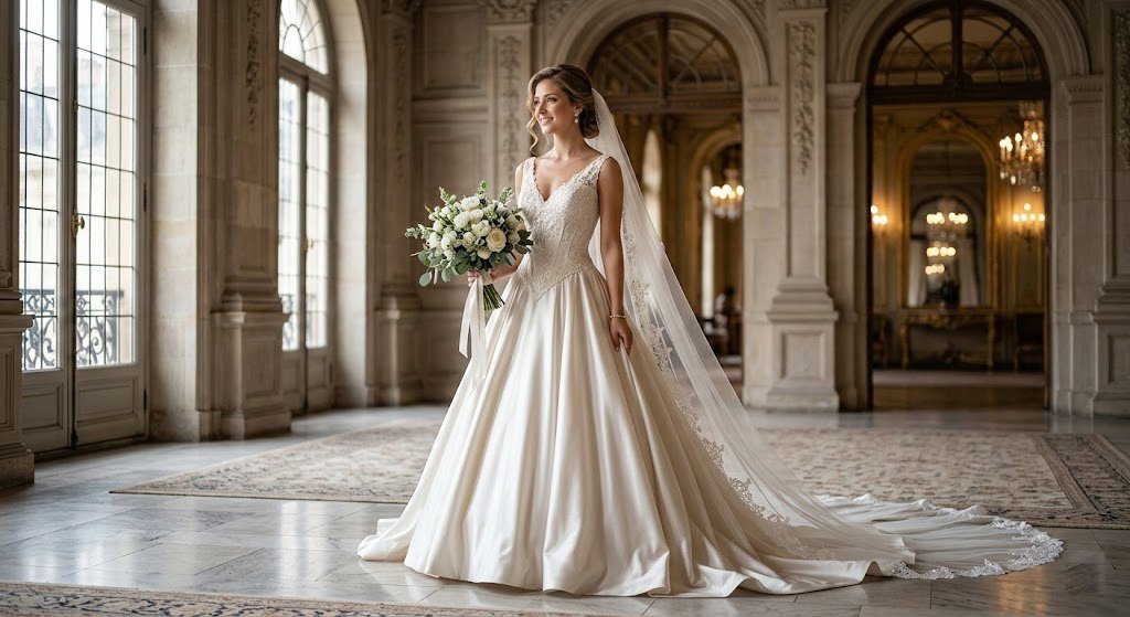 Basque Waist Wedding Dress
