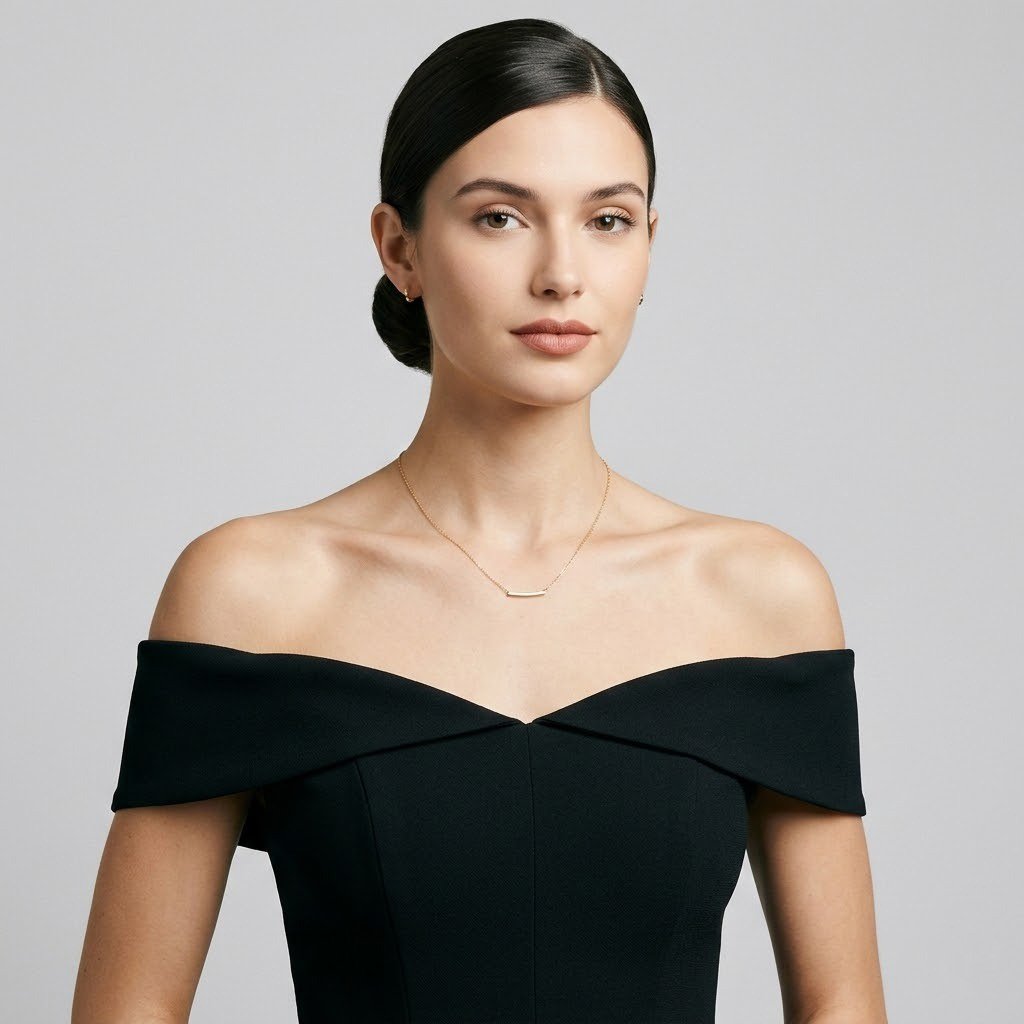 Black off the shoulder evening gown