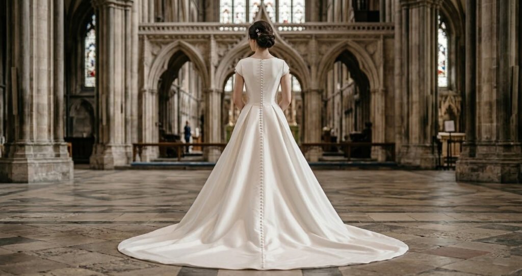 Modest A-line wedding dresses with lace