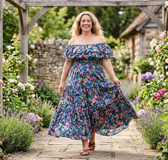 Off the shoulder floral maxi dress