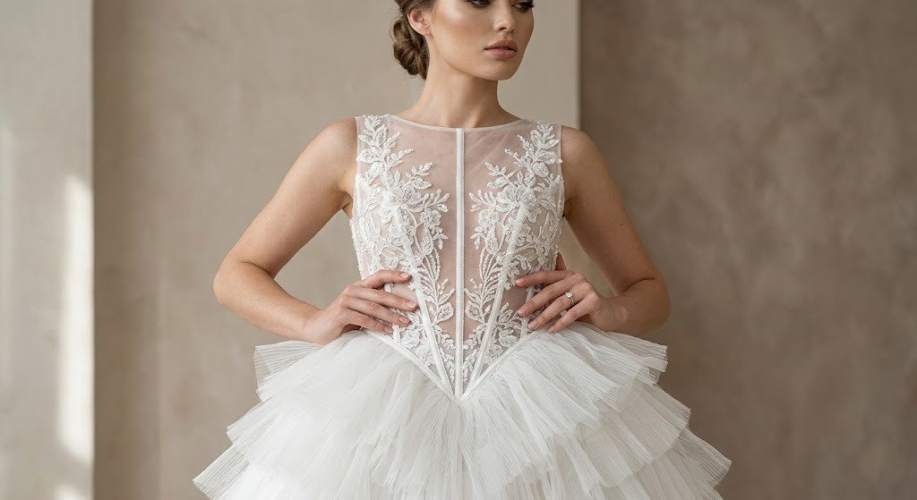 Victorian style basque waist bridal gown